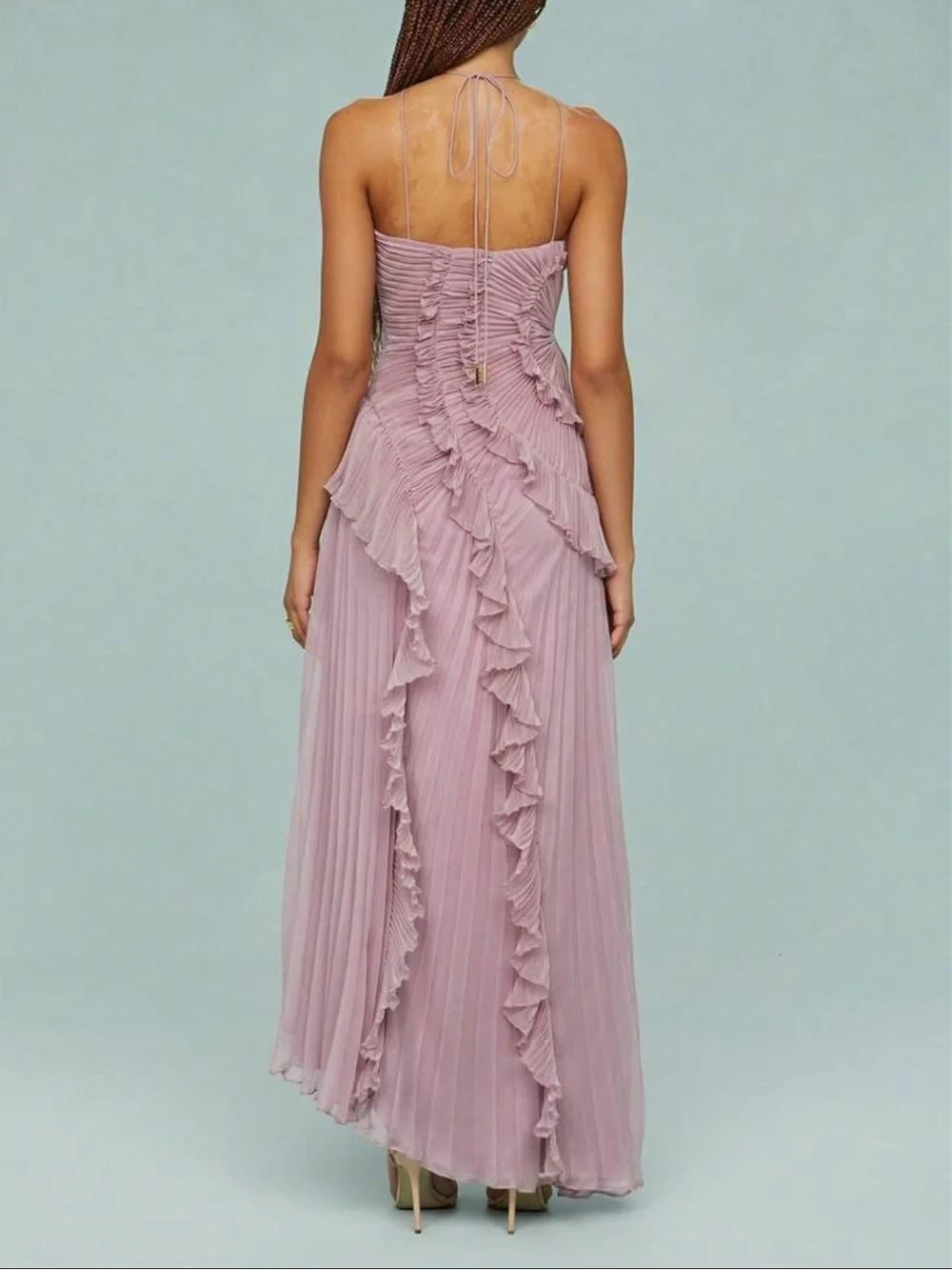Halter neck ruffle maxi dress - Picture 6 of 7